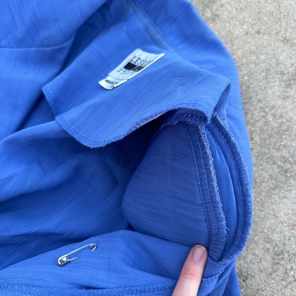 Leslie Fay Petite Vintage Belted Shirt Dress Pleated Career‎ Blue 8P - Picture 3 of 13